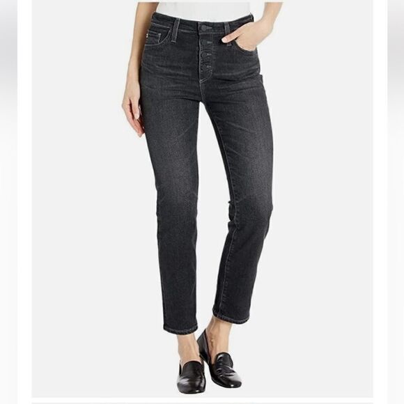 NWOT AG Adriano Goldschmied Isabelle Button-Up Velvet Straight Crop Jeans - Picture 12 of 13